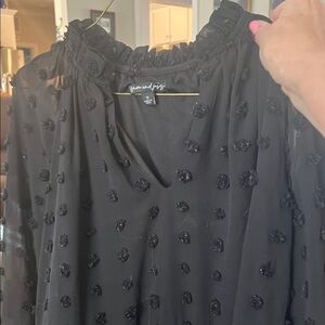 Black Sheer Floral Ruffle Dress